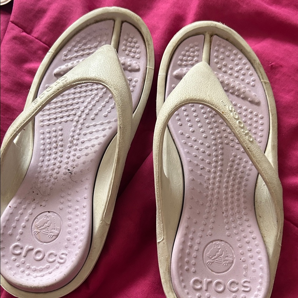 CROCS Women's Beige and Pink Sandals